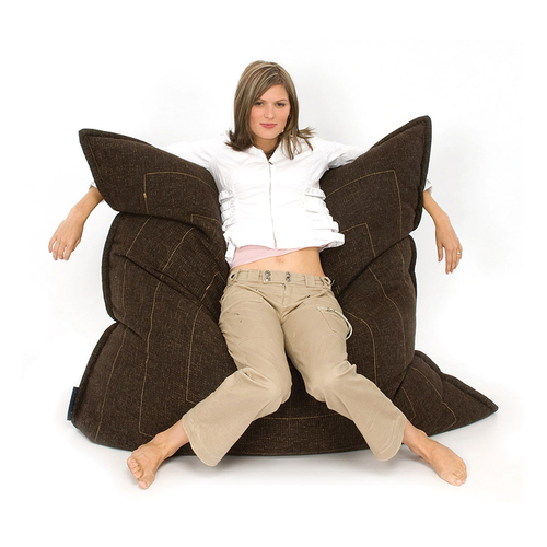 brown flat pillow made of bean bags by Ambient Lounge