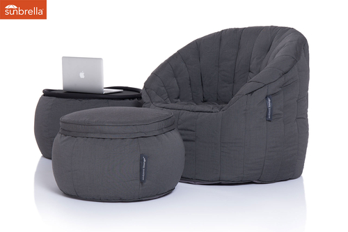 black designer sofa set in Sunbrella fabric bean bag by Ambient Lounge