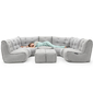 6 Modular Max Lounge Bean Bags in Keystone Grey Linen Interior Fabric