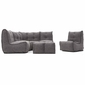 5 Piece Modular Living Lounge Bean Bag in Luscious Grey Interior Fabric