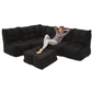 5 Piece Modular Living Lounge Bean Bag in Black Sapphire Interior Fabric