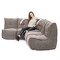 comfortable Modular L sofa Bean Bags in Grey Interior Fabric