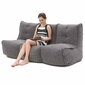 3 Piece Movie Couch Bean bag in Luscious Grey Interior Fabric