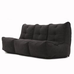 comfortable 3 Piece movie couch Bean Bags in black Interior Fabric